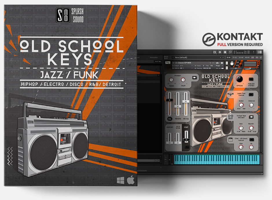 Product box of the Old School Keys library for KONTAKT