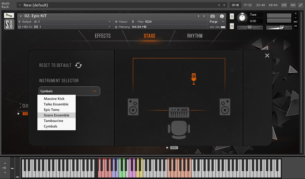 Epic Percussion 3 library stage view screenshot