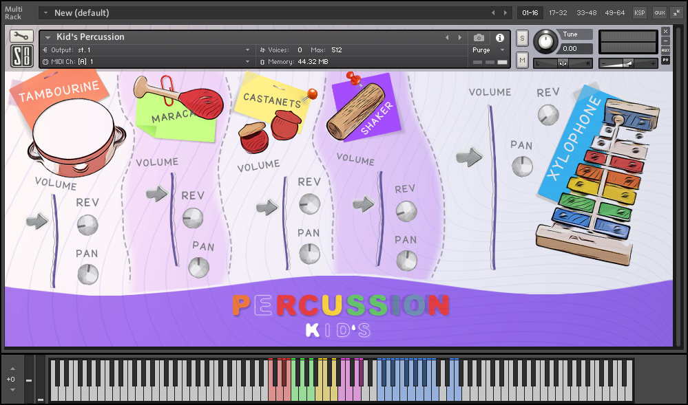 Kid's percussion library interface