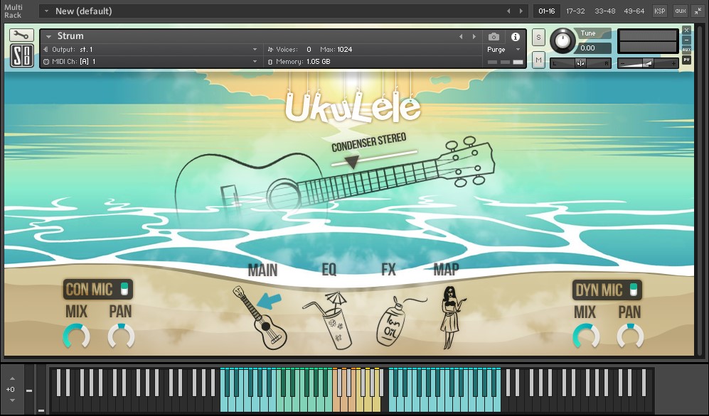 Ukulele library strum patch main view